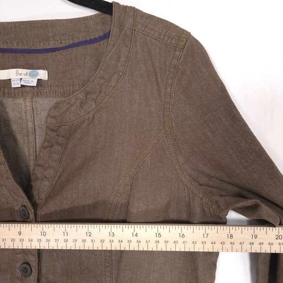 Boden Denim Mini Dress 8R Brown 100% Cotton Button Up Shift Tunic Natural WH443 - Picture 5 of 13